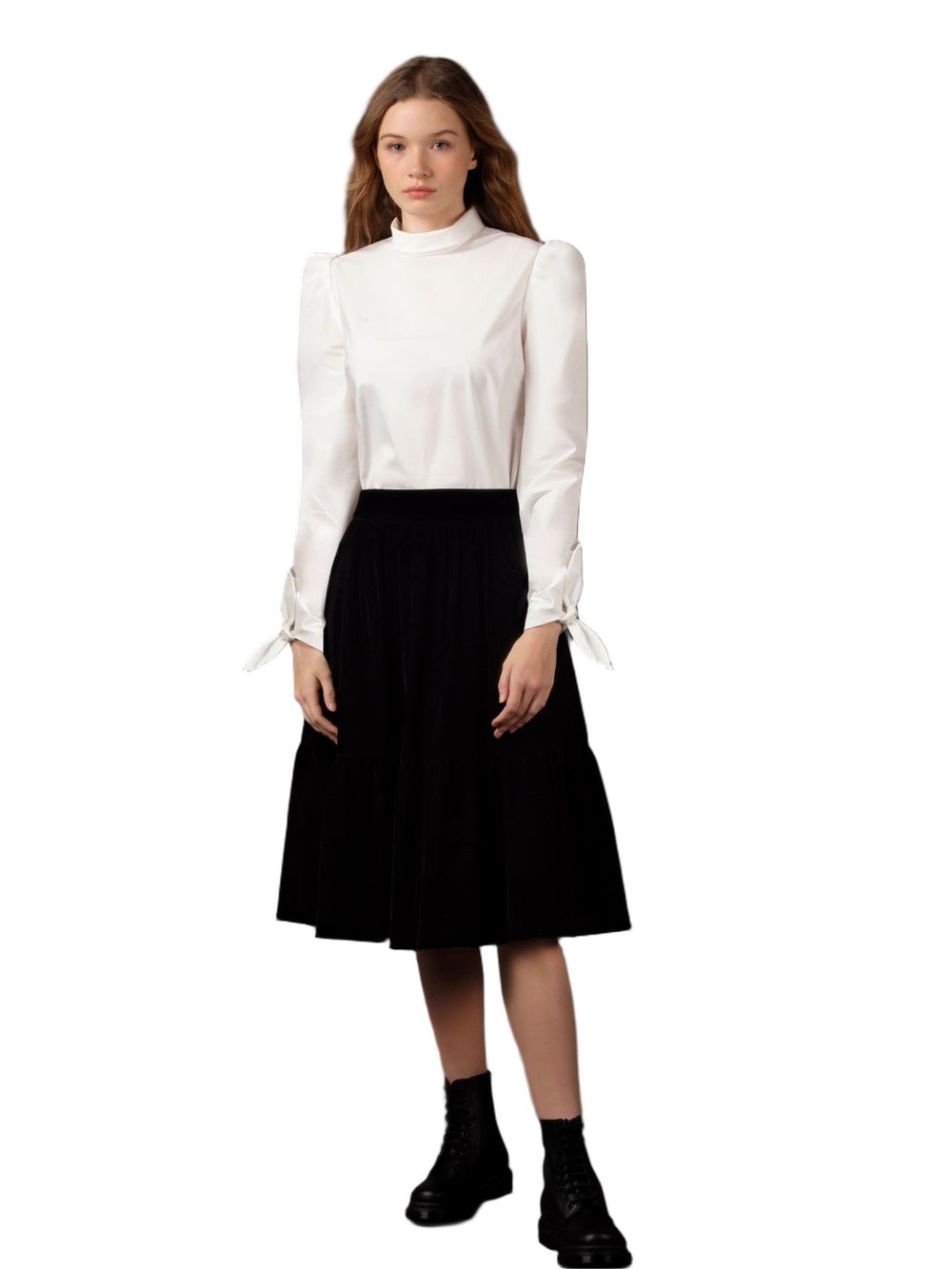 ZAIKAMOYA Tiered Black Velvet Skirt  Sz Small